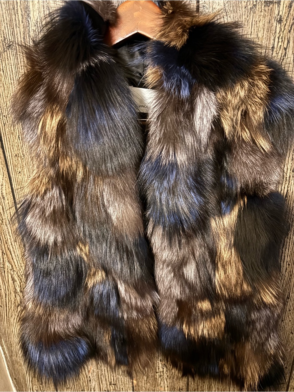 Vince Brown Multi-Tone Fur Vest